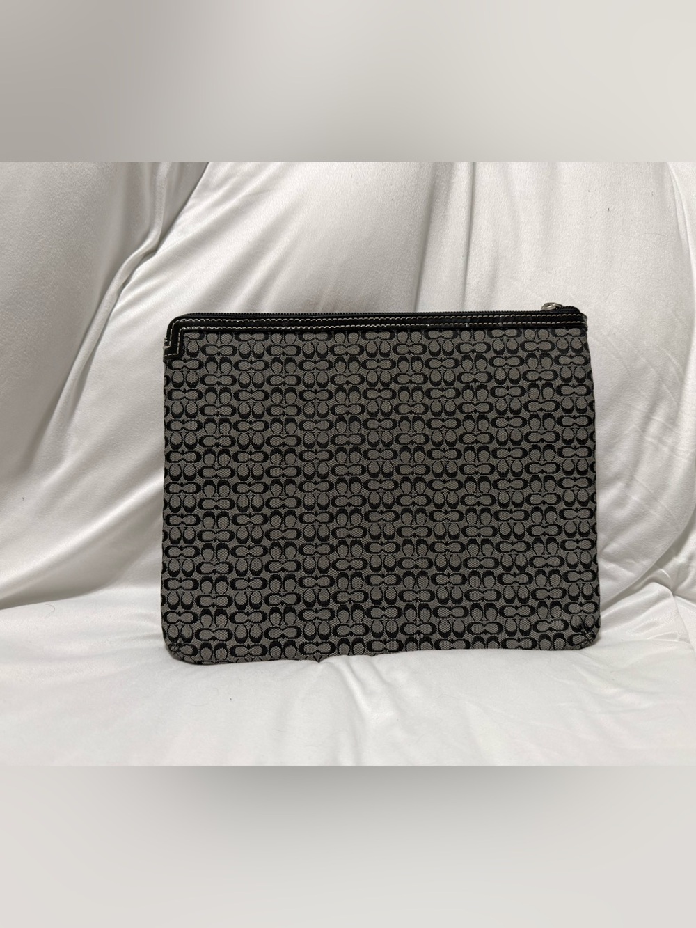 Coach Gray & Black Signature Zip Pouch